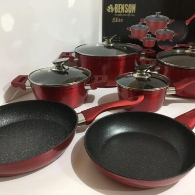 Benson BN-335 Набір каструль з мармуровим покриттям та сковородами, 10 предметів