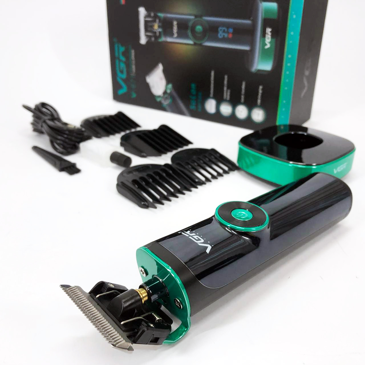 Машинка для стрижки волосся VGR V-671 з акумулятором 400 хв роботи, LED-дисплеєм і насадками — изображение 11