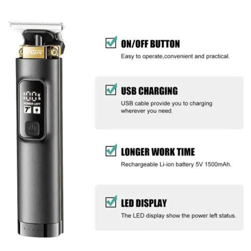 Машинка для стрижки волосся VGR V-985 — професійний триммер з турборежимом та дисплеєм — изображение 4