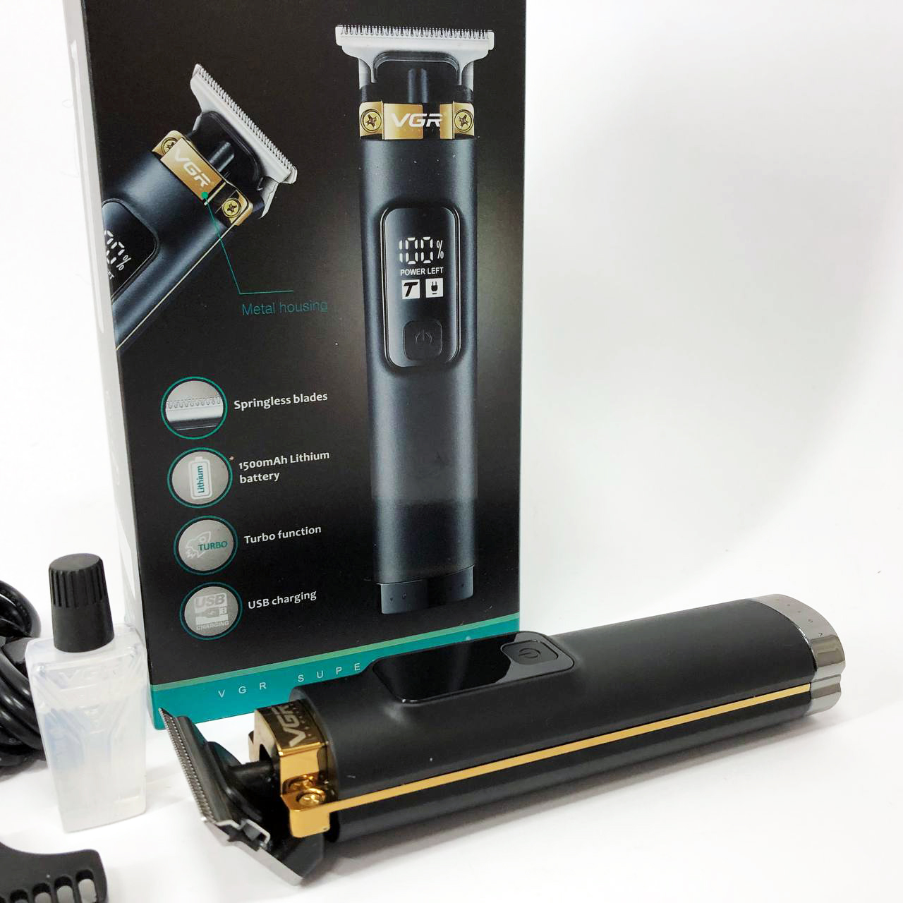 Машинка для стрижки волосся VGR V-985 — професійний триммер з турборежимом та дисплеєм — изображение 16