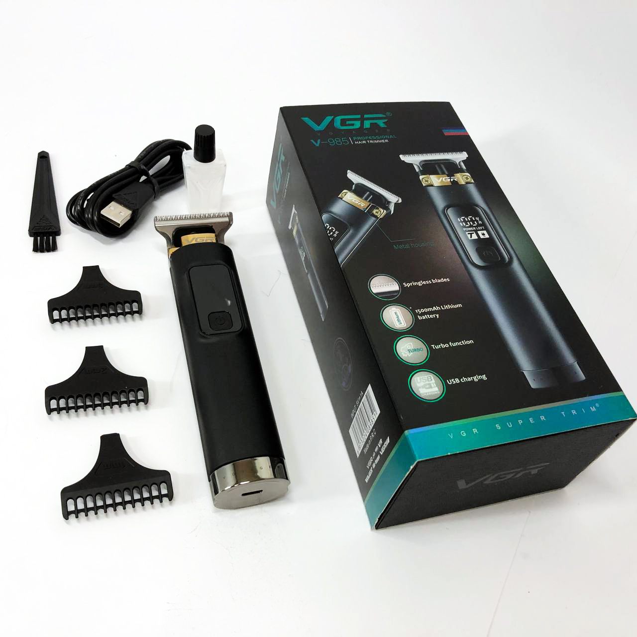 Машинка для стрижки волосся VGR V-985 — професійний триммер з турборежимом та дисплеєм — изображение 19