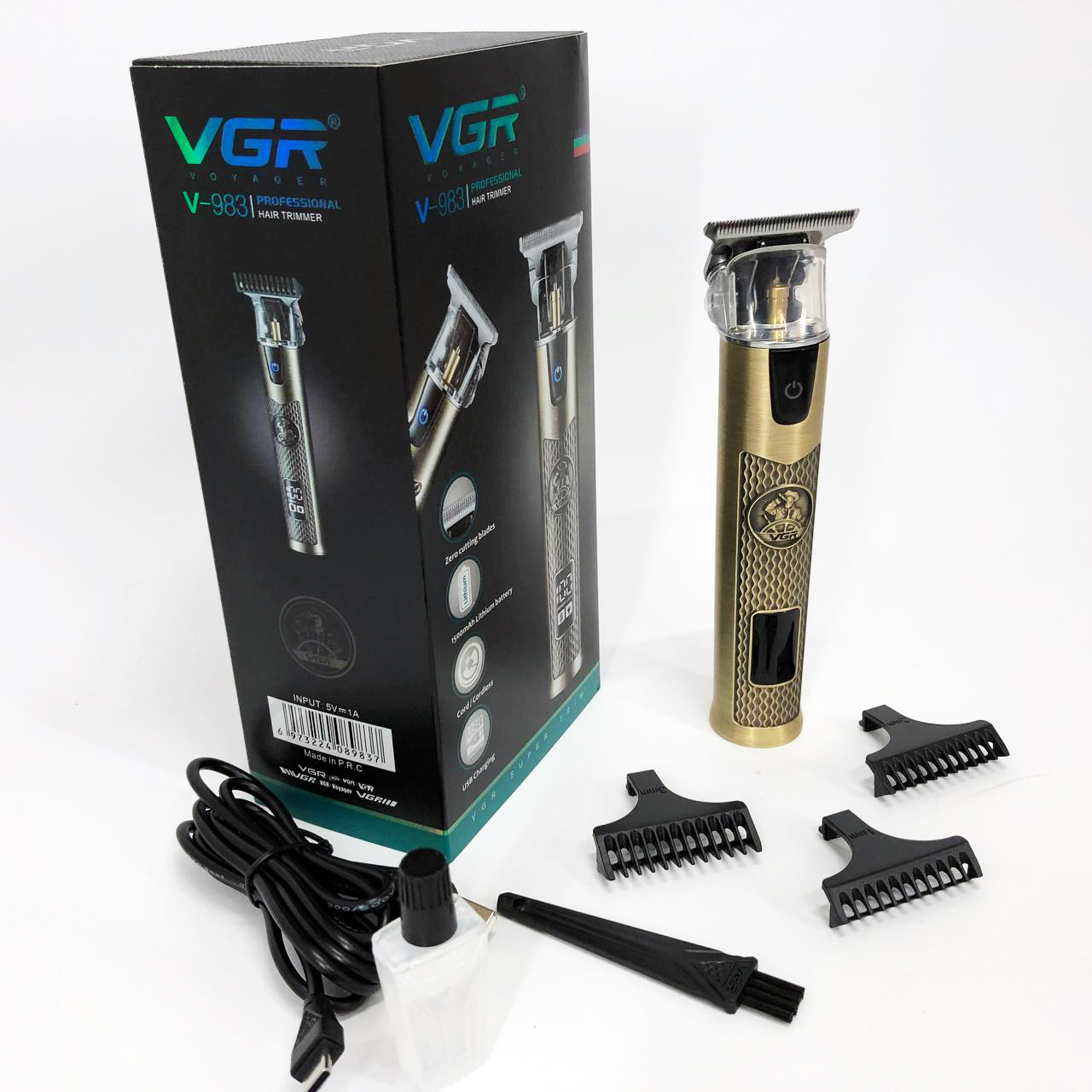 Професійний триммер VGR V-983 Gold з дисплеєм — 200 хв роботи, насадки 1–3 мм, акумулятор 1500 mAh — изображение 21
