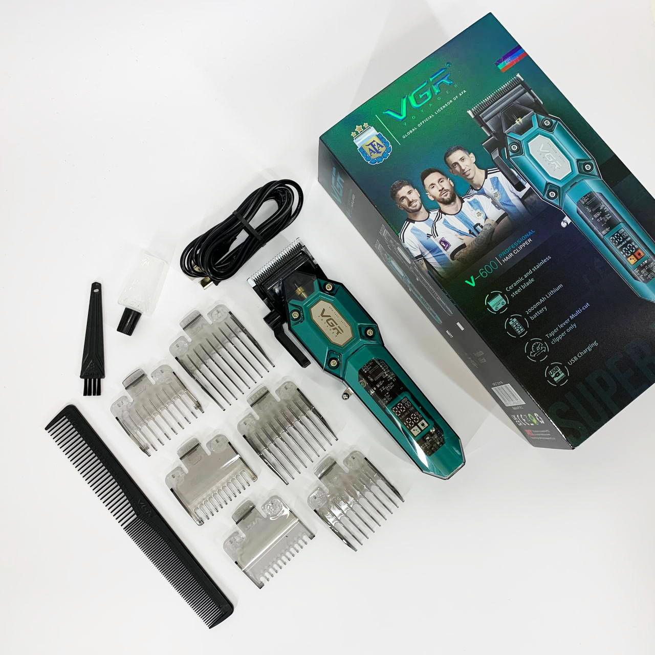 Акумуляторна машинка для стрижки VGR V-600. Колір: зелений — изображение 2