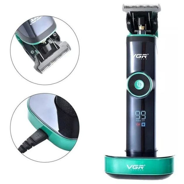 Машинка для стрижки волосся VGR V-671 з акумулятором 400 хв роботи, LED-дисплеєм і насадками — изображение 4