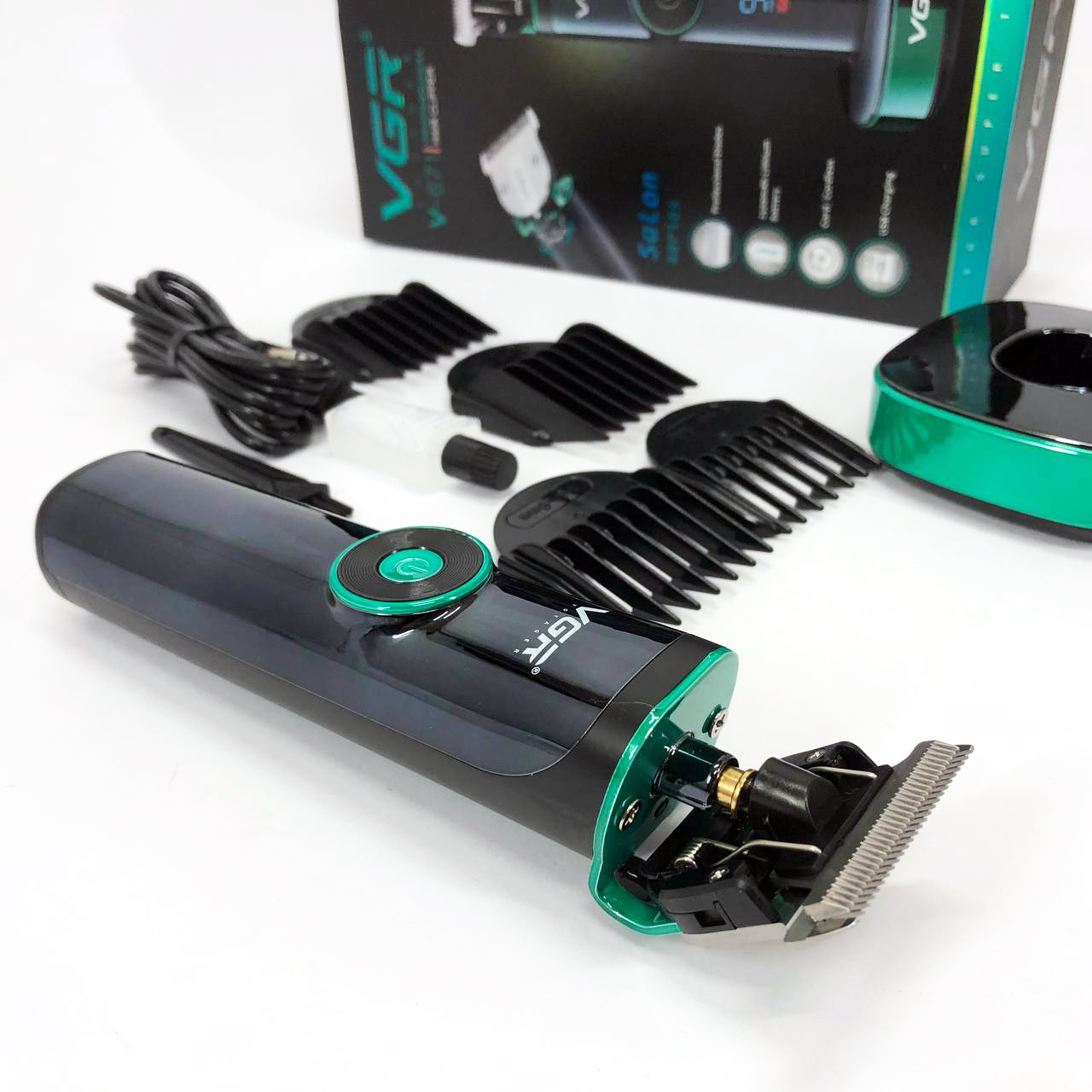 Машинка для стрижки волосся VGR V-671 з акумулятором 400 хв роботи, LED-дисплеєм і насадками — изображение 12