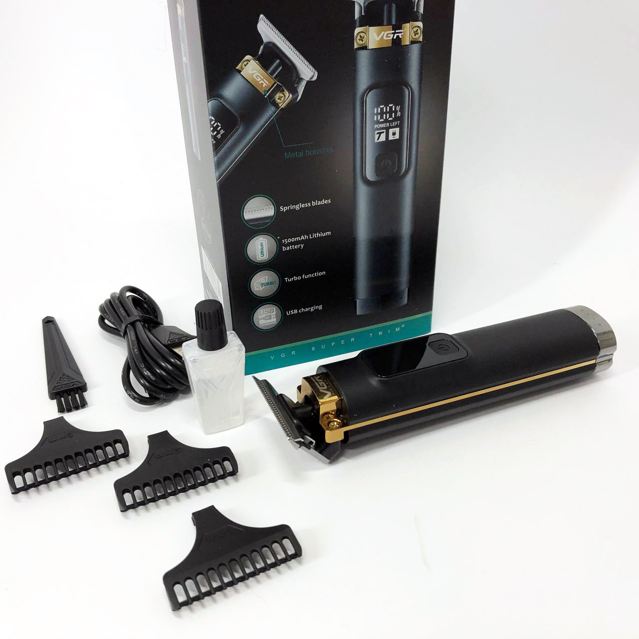 Машинка для стрижки волосся VGR V-985 — професійний триммер з турборежимом та дисплеєм — изображение 14