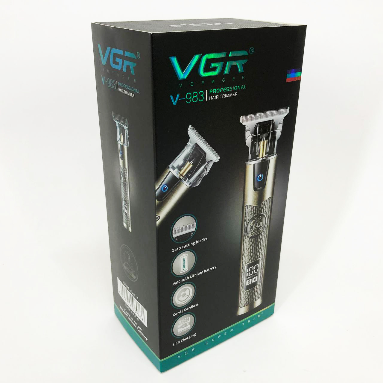 Професійний триммер VGR V-983 Gold з дисплеєм — 200 хв роботи, насадки 1–3 мм, акумулятор 1500 mAh — изображение 12