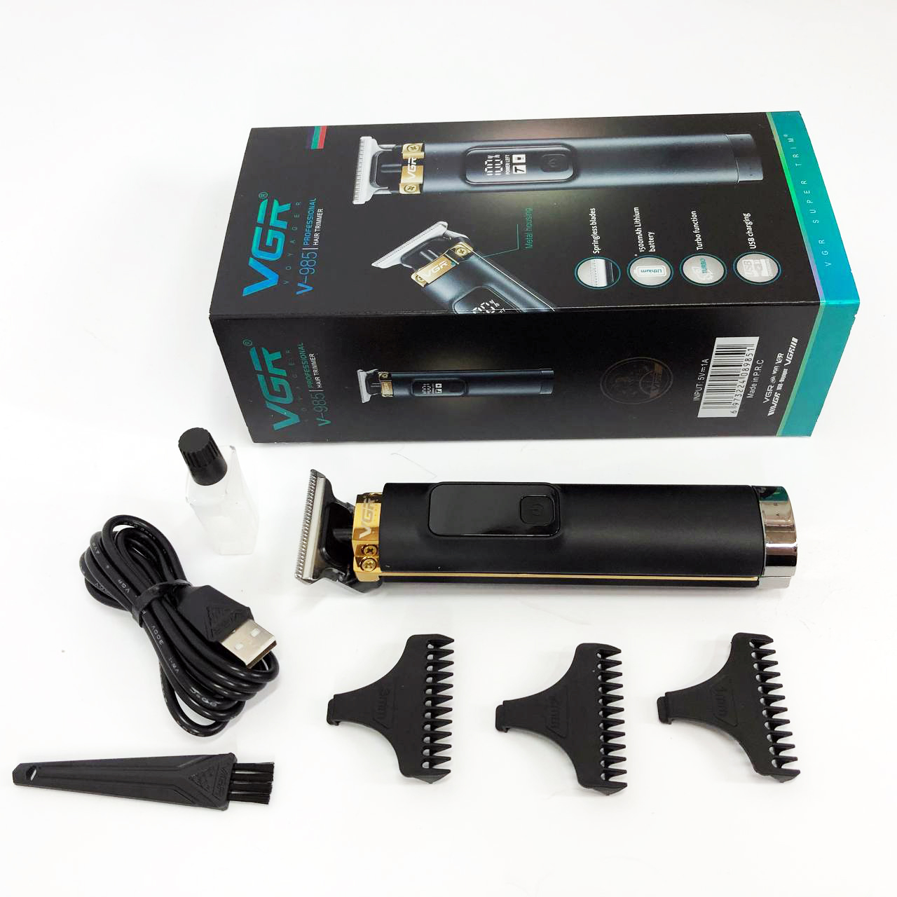 Машинка для стрижки волосся VGR V-985 — професійний триммер з турборежимом та дисплеєм — изображение 18