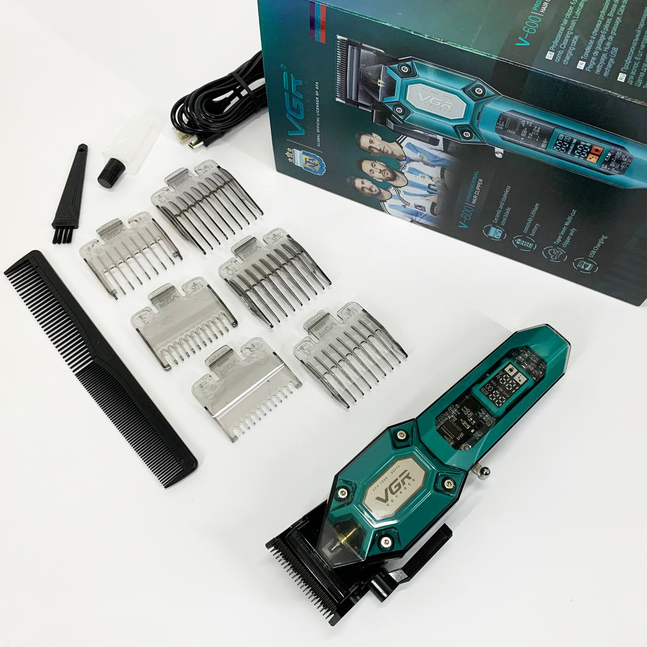 Акумуляторна машинка для стрижки VGR V-600. Колір: зелений — изображение 6