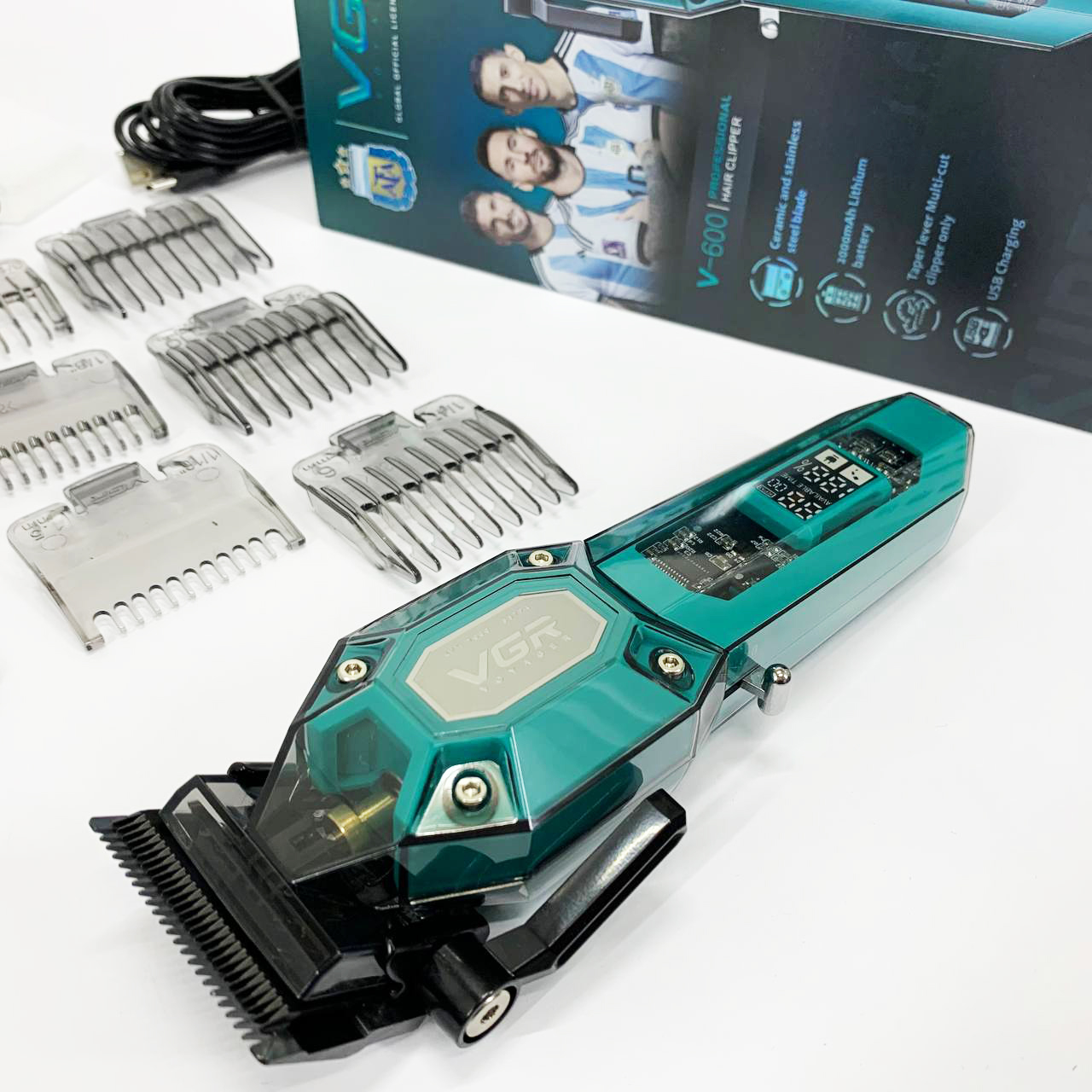Акумуляторна машинка для стрижки VGR V-600. Колір: зелений — изображение 5