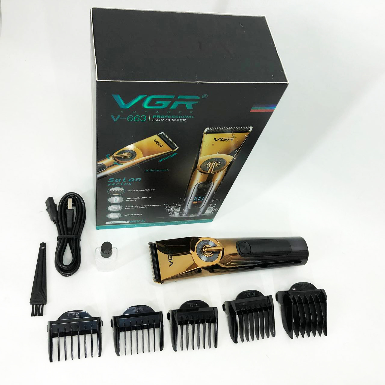 Професійна бездротова машинка для стрижки VGR V-663 тример для волосся, бороди та вусів — изображение 15