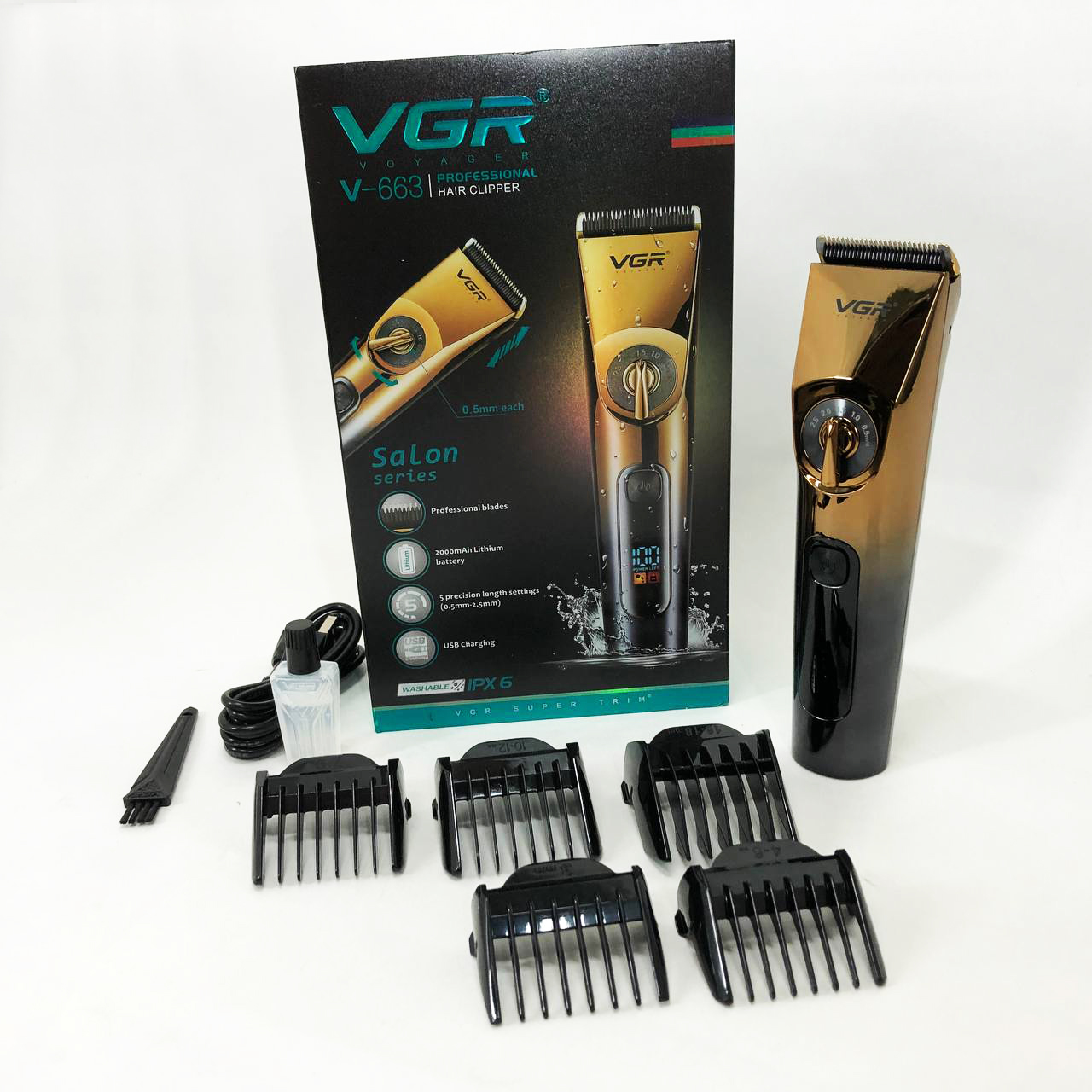 Професійна бездротова машинка для стрижки VGR V-663 тример для волосся, бороди та вусів — изображение 2