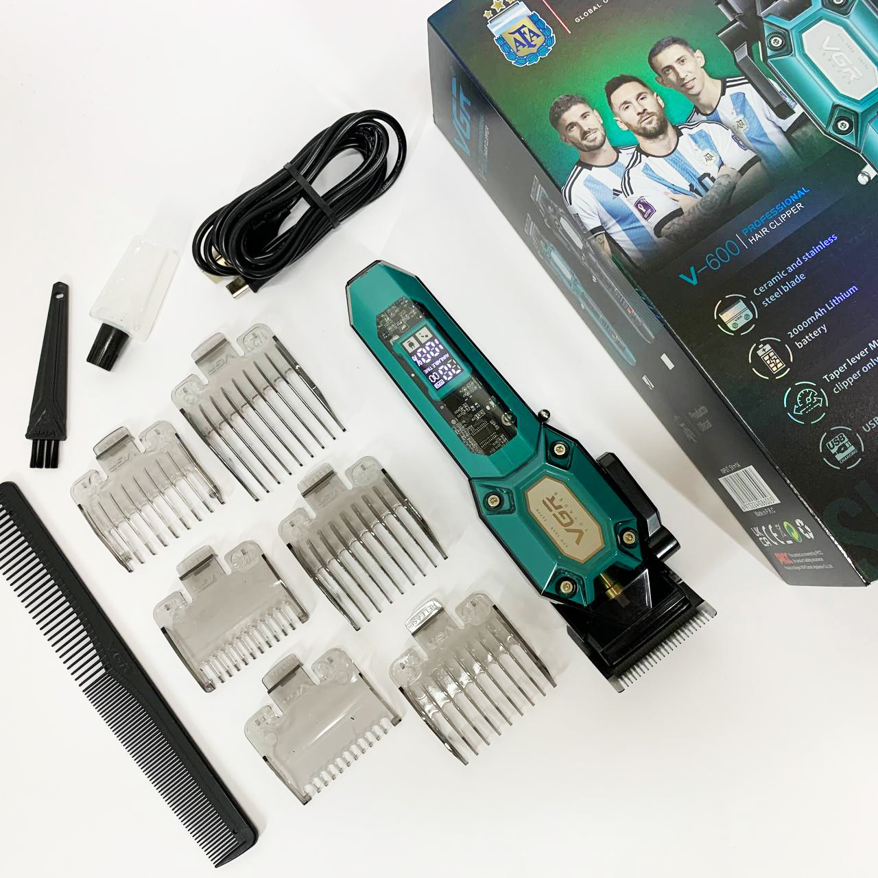 Акумуляторна машинка для стрижки VGR V-600. Колір: зелений — изображение 10