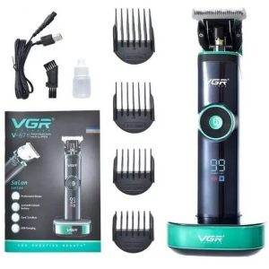 Машинка для стрижки волосся VGR V-671 з акумулятором 400 хв роботи, LED-дисплеєм і насадками