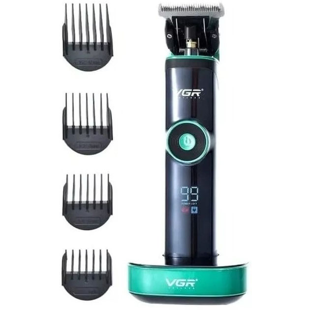Машинка для стрижки волосся VGR V-671 з акумулятором 400 хв роботи, LED-дисплеєм і насадками — изображение 8