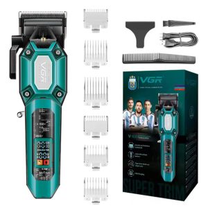 Акумуляторна машинка для стрижки VGR V-600. Колір: зелений