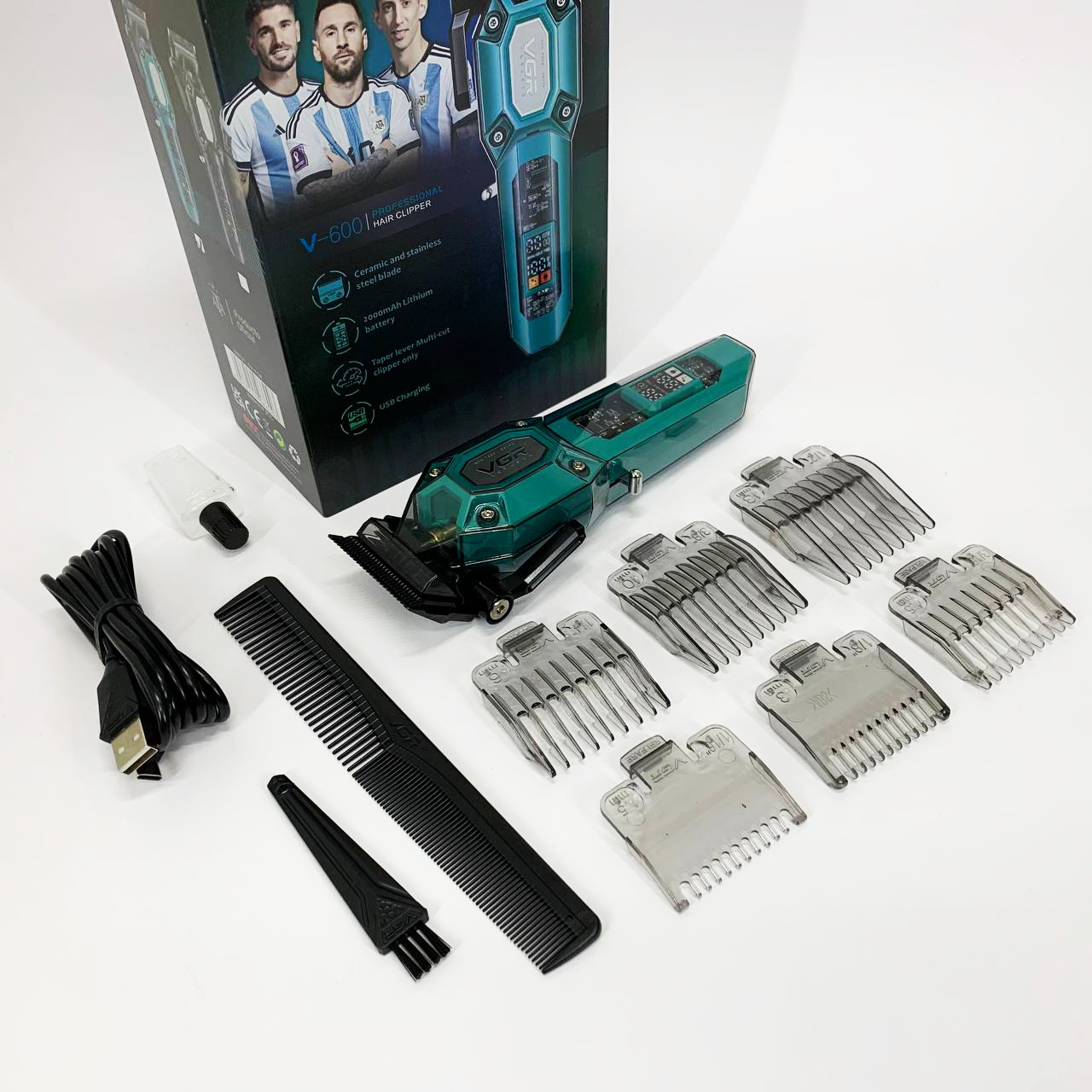 Акумуляторна машинка для стрижки VGR V-600. Колір: зелений — изображение 20