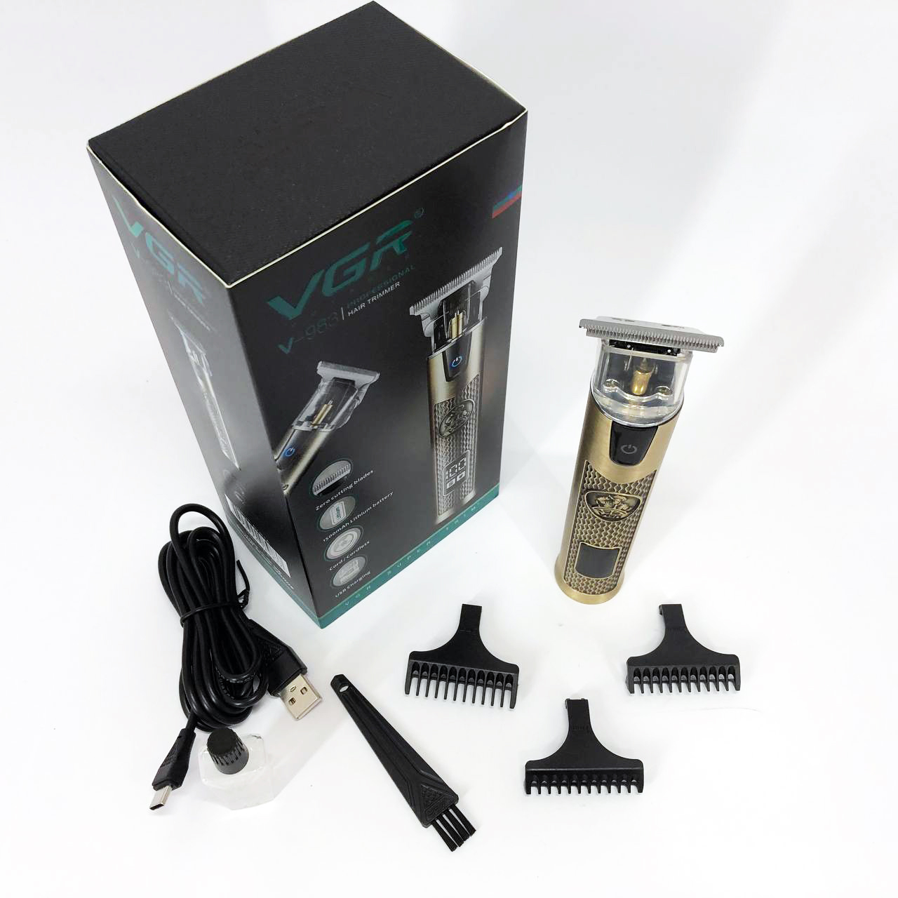 Професійний триммер VGR V-983 Gold з дисплеєм — 200 хв роботи, насадки 1–3 мм, акумулятор 1500 mAh — изображение 19