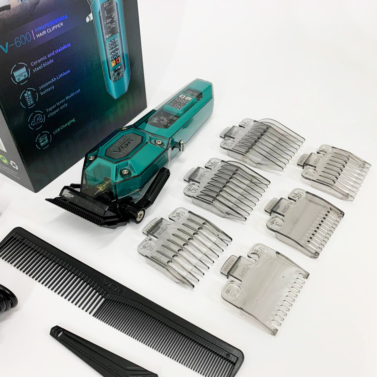 Акумуляторна машинка для стрижки VGR V-600. Колір: зелений — изображение 16