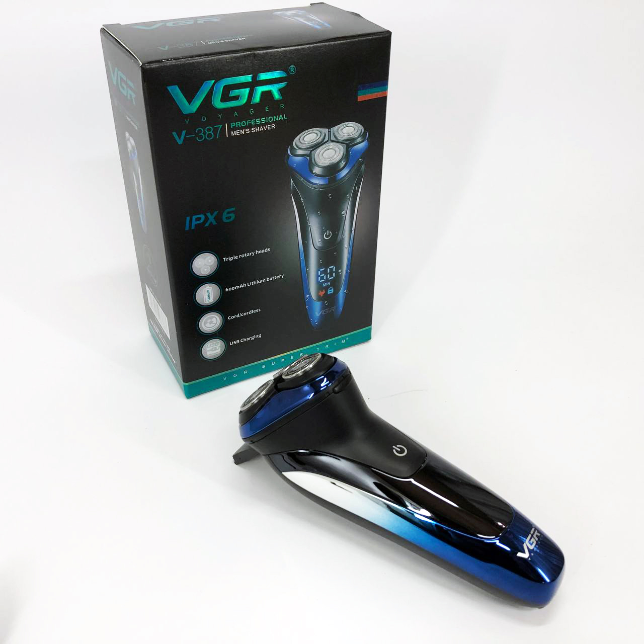 Електробритва VGR V-387 для чоловіків, роторна для вологого та сухого гоління, Бездротова електробритва — изображение 9