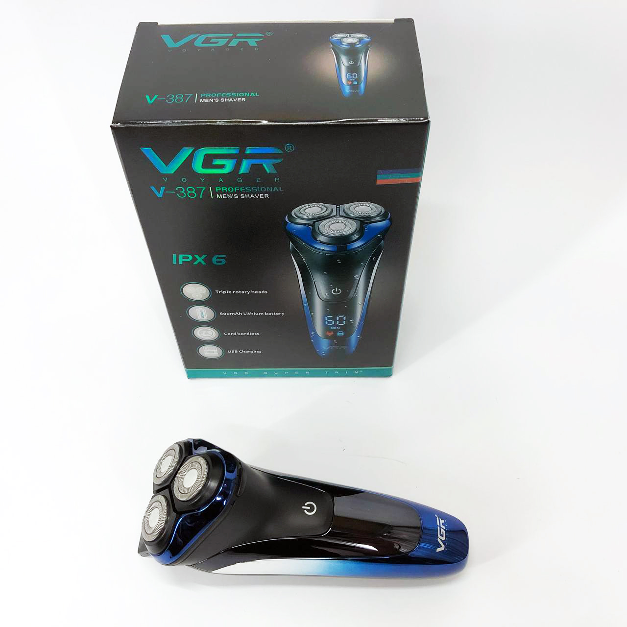 Електробритва VGR V-387 для чоловіків, роторна для вологого та сухого гоління, Бездротова електробритва — изображение 11