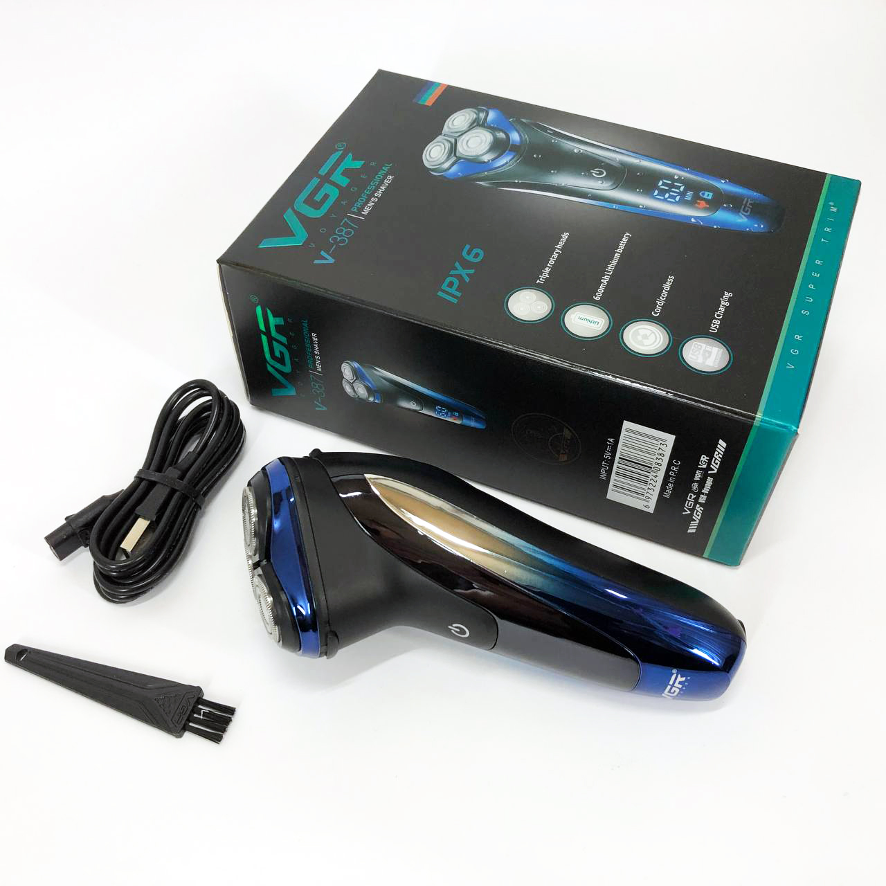 Електробритва VGR V-387 для чоловіків, роторна для вологого та сухого гоління, Бездротова електробритва — изображение 16