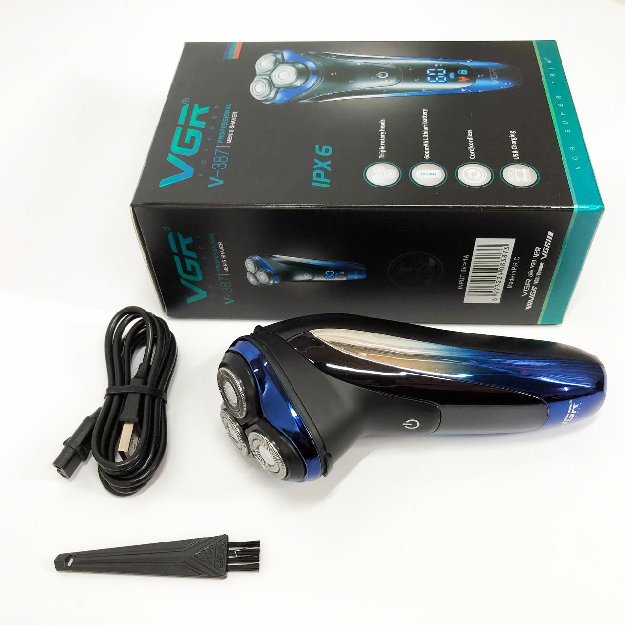 Електробритва VGR V-387 для чоловіків, роторна для вологого та сухого гоління, Бездротова електробритва — изображение 6