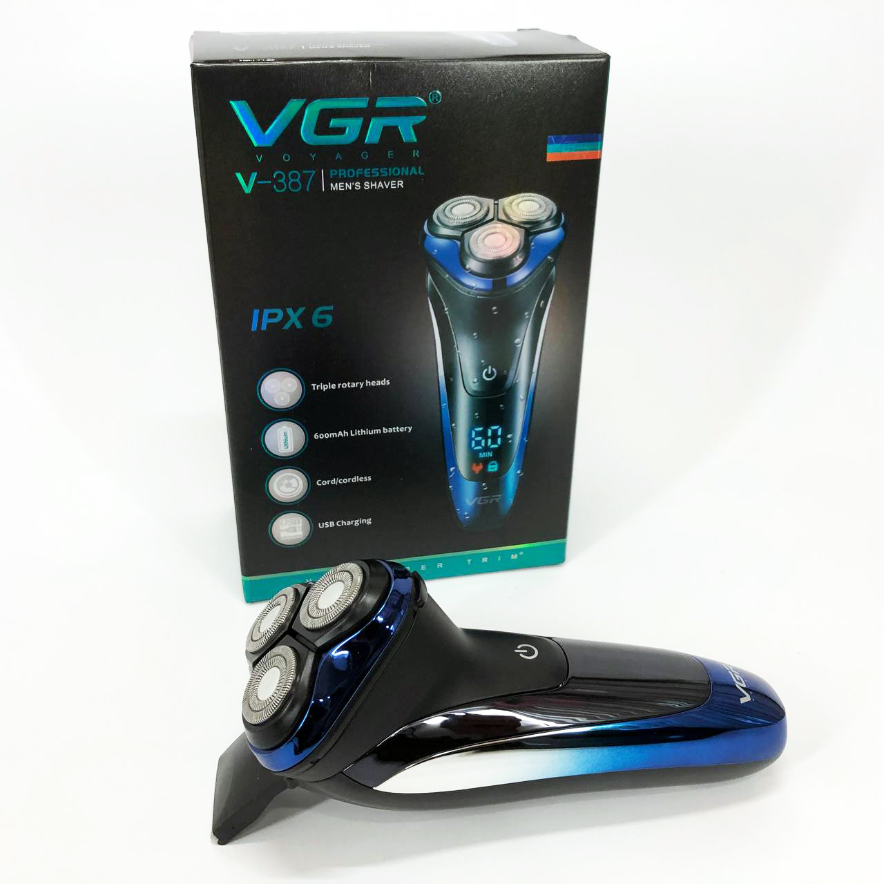 Електробритва VGR V-387 для чоловіків, роторна для вологого та сухого гоління, Бездротова електробритва — изображение 10
