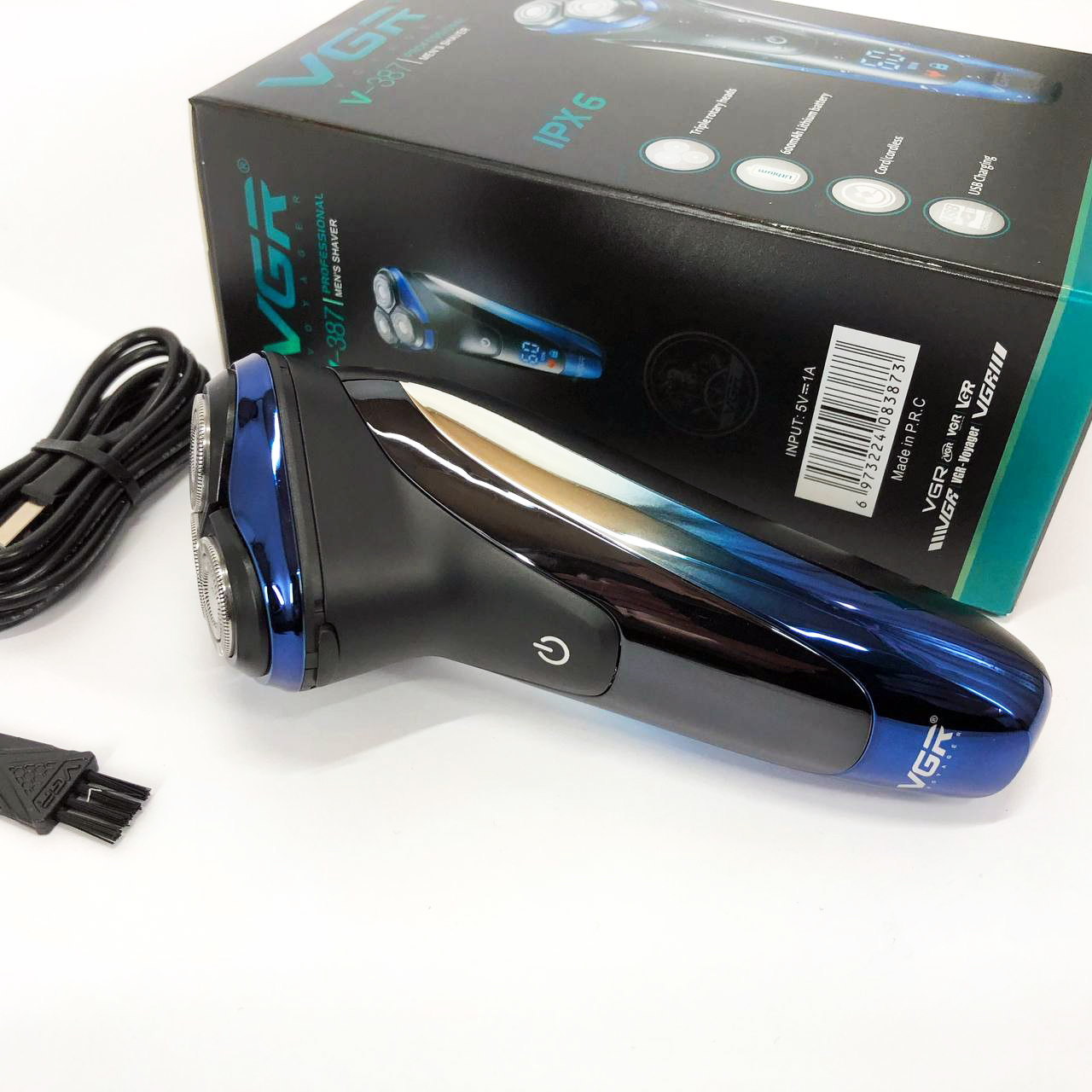 Електробритва VGR V-387 для чоловіків, роторна для вологого та сухого гоління, Бездротова електробритва — изображение 7