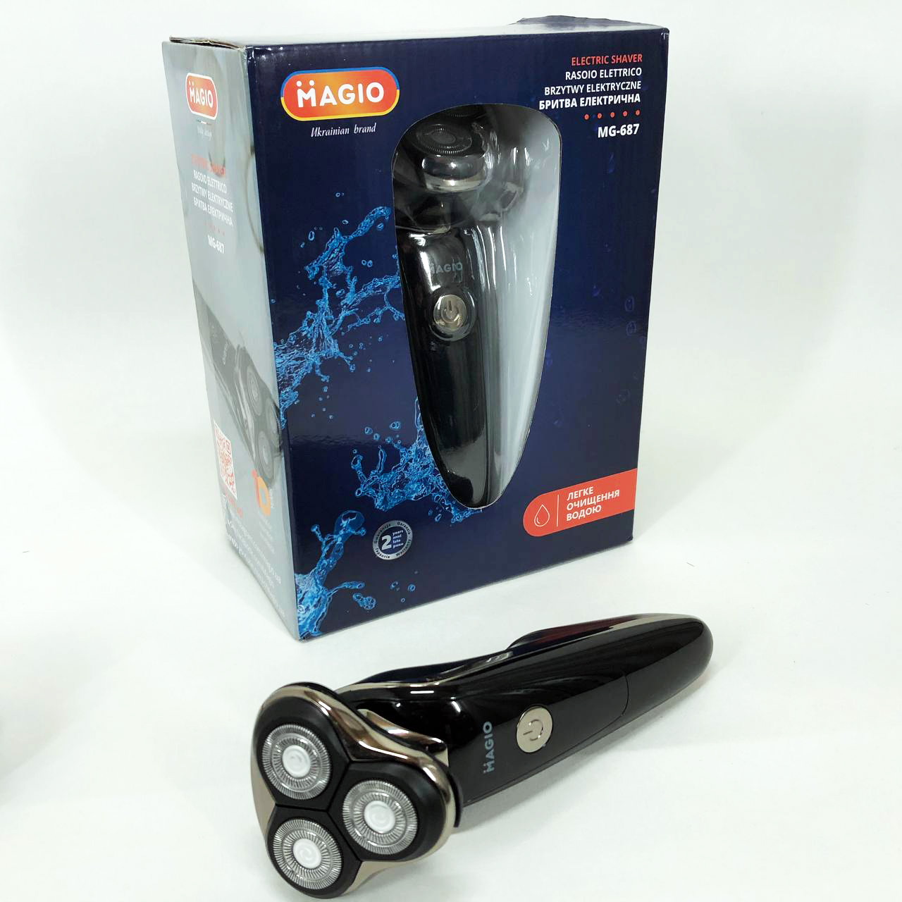 Електробритва 3 плав. голівки/ сухе/ вологе гоління/висувний триммер MAGIO MG-687 — изображение 24