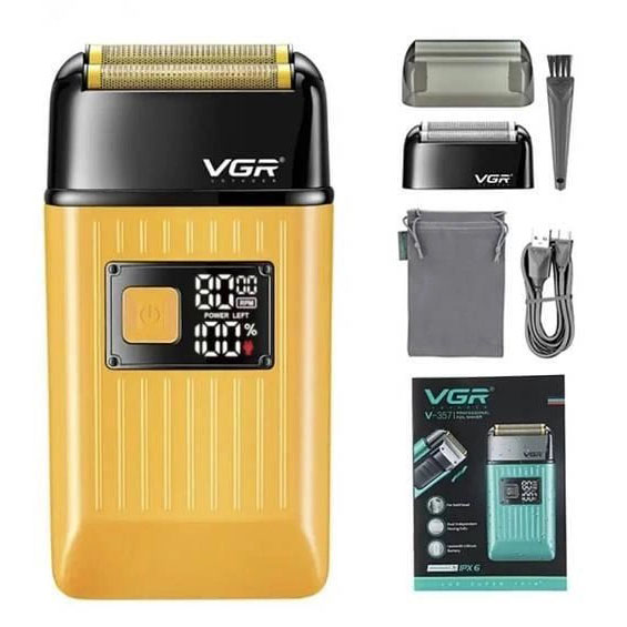 Електробритва портативна чоловіча VGR V-357 професійна бритва Шейвер. Колір: жовтий