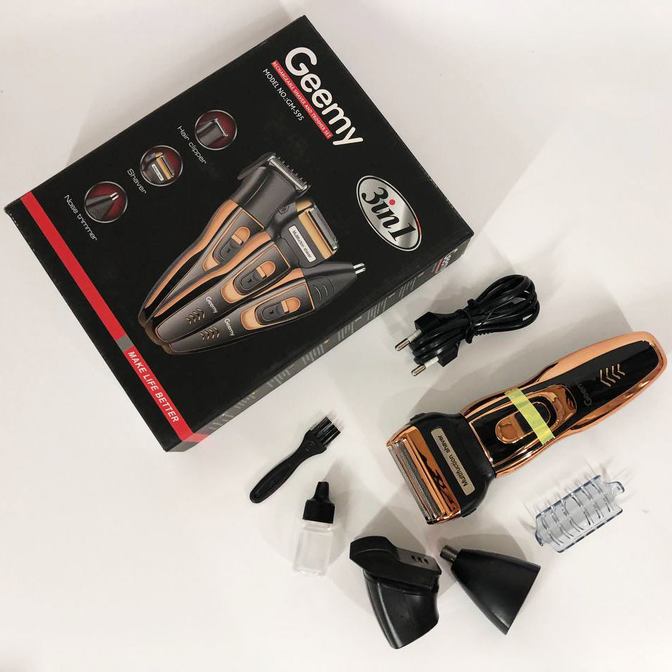 Електробритва сіткова і тріммер для бороди GEMEI / Geemy GM-595 з акумулятором. Колір: золотий — изображение 17