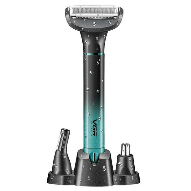 Електробритва 3 в 1 VGR V-625 Акумуляторний триммер для носа, вух, тіла та брів з підставкою — изображение 3