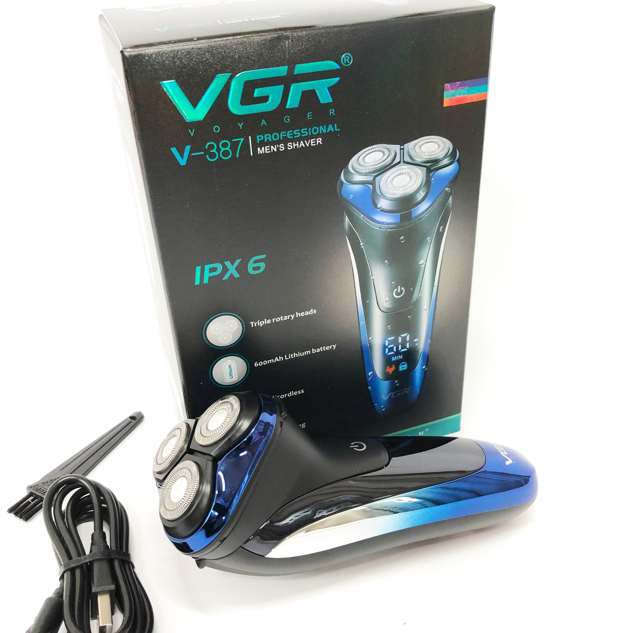 Електробритва VGR V-387 для чоловіків, роторна для вологого та сухого гоління, Бездротова електробритва — изображение 14