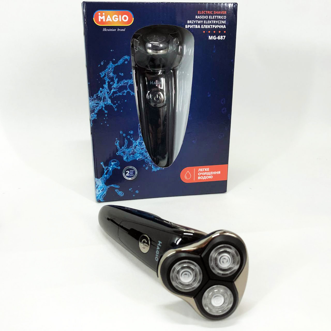 Електробритва 3 плав. голівки/ сухе/ вологе гоління/висувний триммер MAGIO MG-687 — изображение 26
