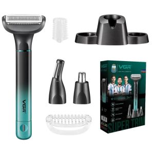 Електробритва 3 в 1 VGR V-625 Акумуляторний триммер для носа, вух, тіла та брів з підставкою