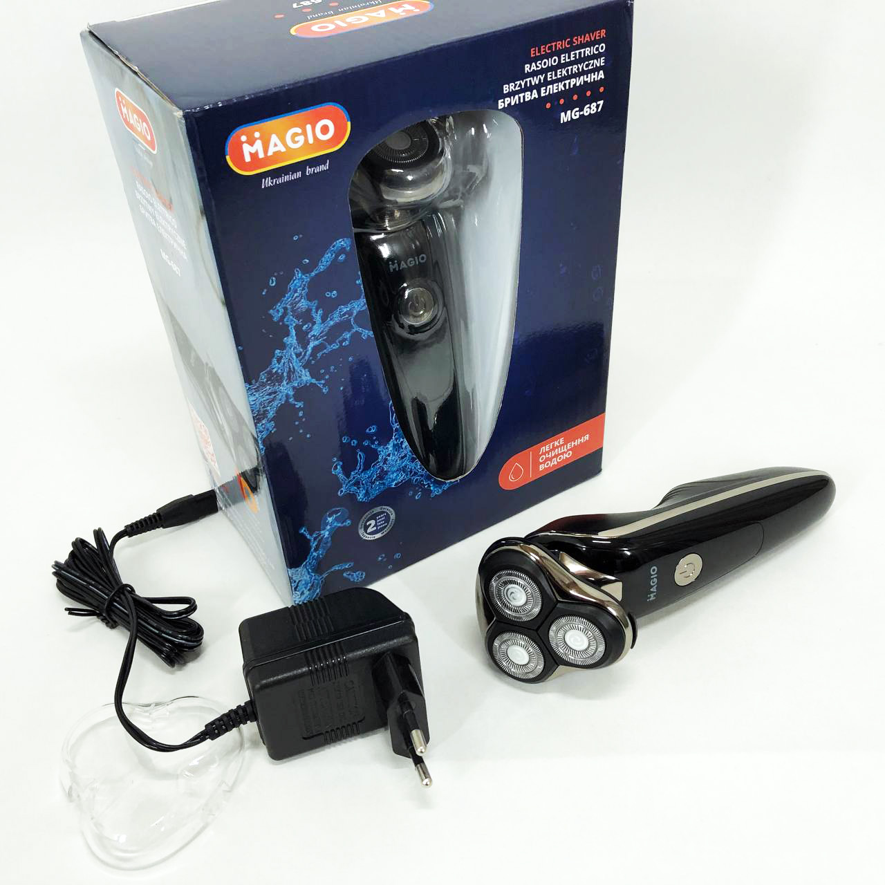 Електробритва 3 плав. голівки/ сухе/ вологе гоління/висувний триммер MAGIO MG-687 — изображение 21