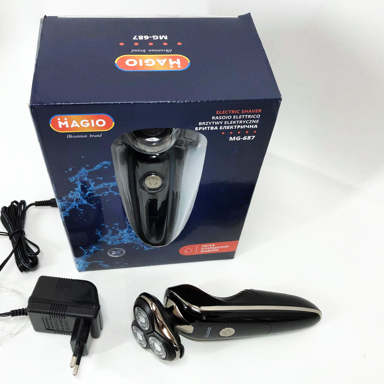 Електробритва 3 плав. голівки/ сухе/ вологе гоління/висувний триммер MAGIO MG-687 — изображение 22