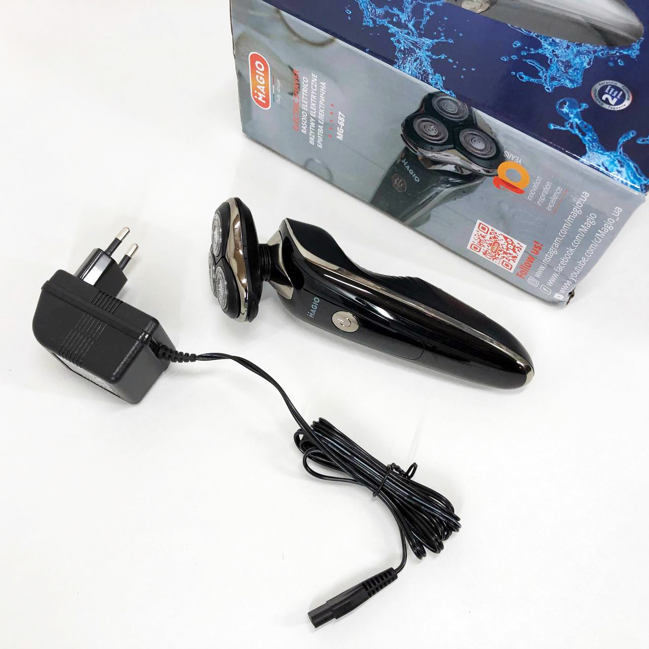 Електробритва 3 плав. голівки/ сухе/ вологе гоління/висувний триммер MAGIO MG-687 — изображение 17