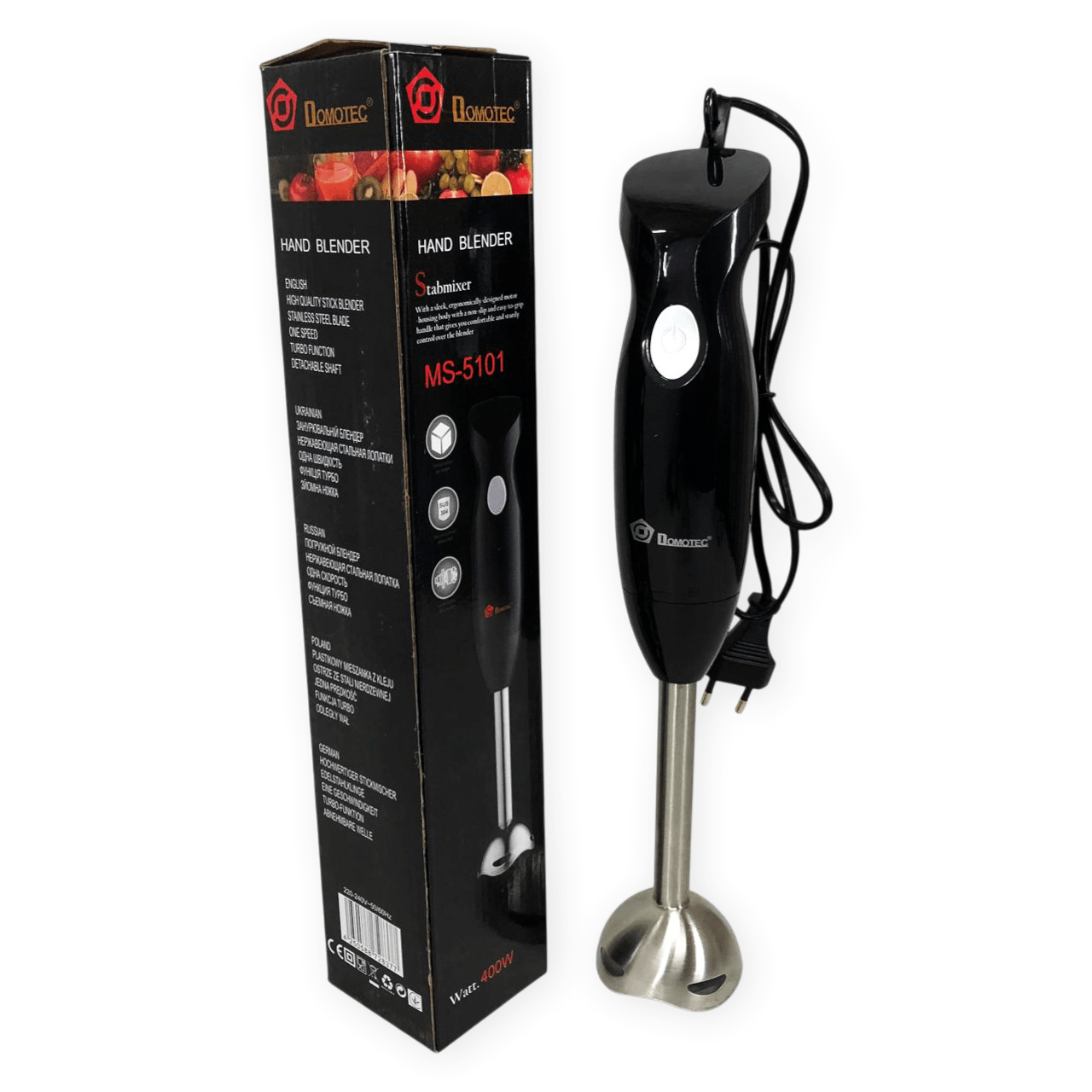 Блендер DOMOTEC MS-5101 350 Вт занурювальний з нержавіючої сталі — ідеальний блендер для молочних коктейлів та подрібнення — изображение 7