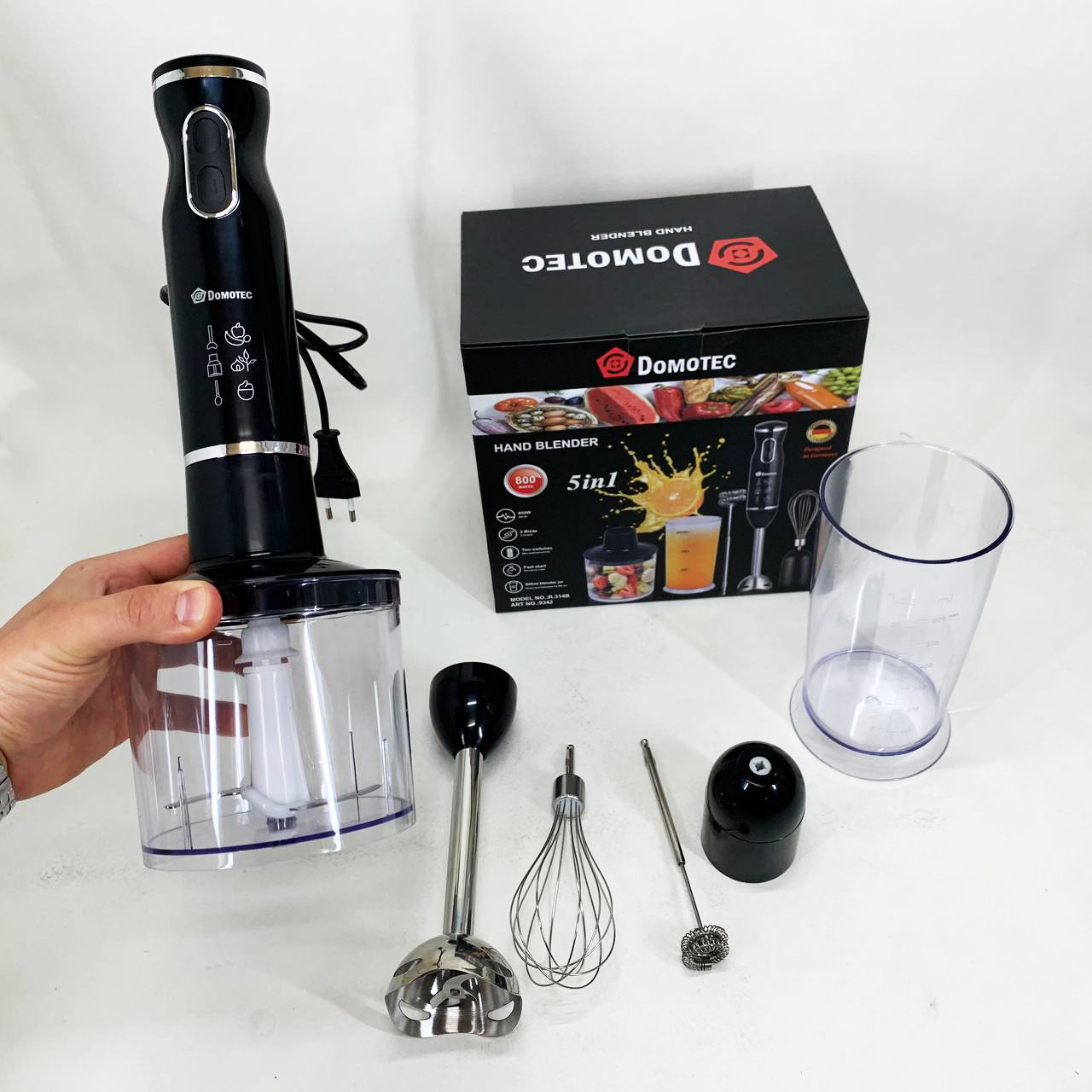 Блендер Domotec R.314B занурювальний 5 в 1800 Вт — изображение 2