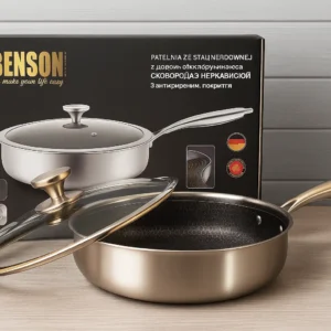 Сковорідка з нержавіючої сталі Benson BN-588 28 см Глибока