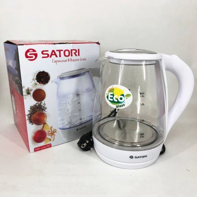 Електрочайник Satori SGK-4105-WT 1.8 л 1500 Вт, стильний електричний чайник, чайники з підсвіткою