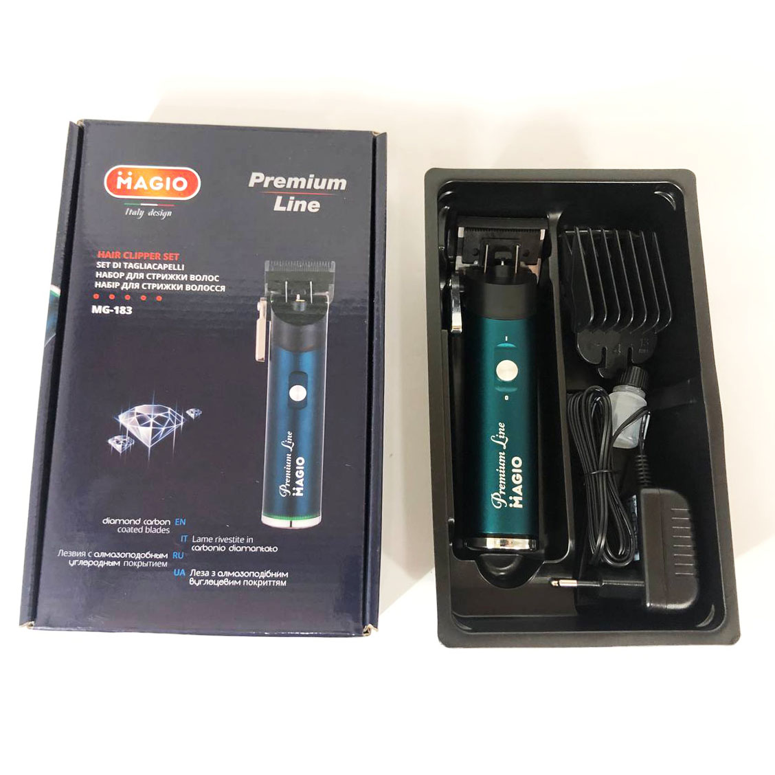 Машинка для стрижки Magio MG-183 — акумуляторна, DLC-лезо, 210 хв — изображение 11