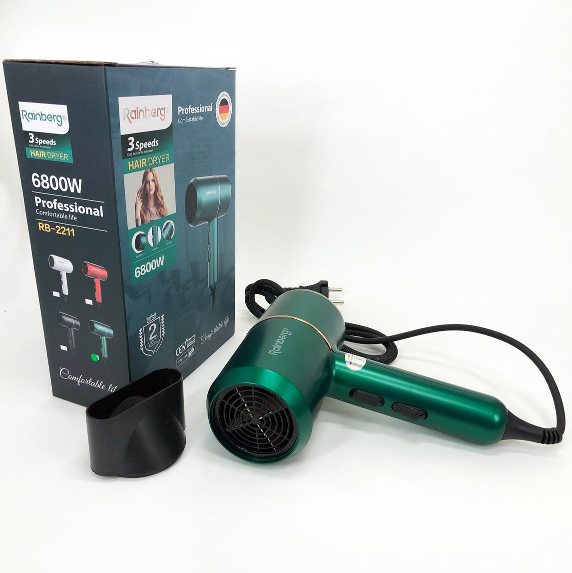 Фен Rainberg RB-2211 — потужний фен для сушки й укладки з насадкою-концентратором — изображение 8