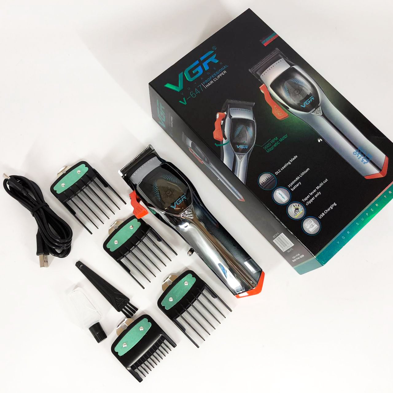 Машинка для стрижки VGR V-647 — 100 хв роботи, USB‑C та LED-дисплей — изображение 9