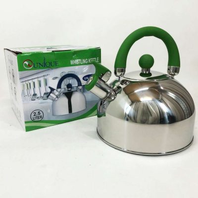 Чайник Unique із свистком UN-5302 2.5 л, гарний чайник із свистком, чайник на плиту. Колір: зелений