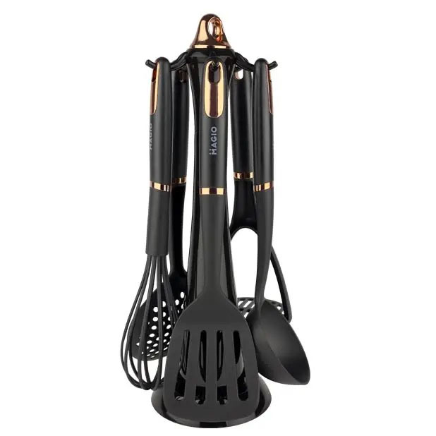 Набір кухонних приладів Magio MG-1125, набір поварешок на підставці, набір силіконових приладів для кухні — изображение 8