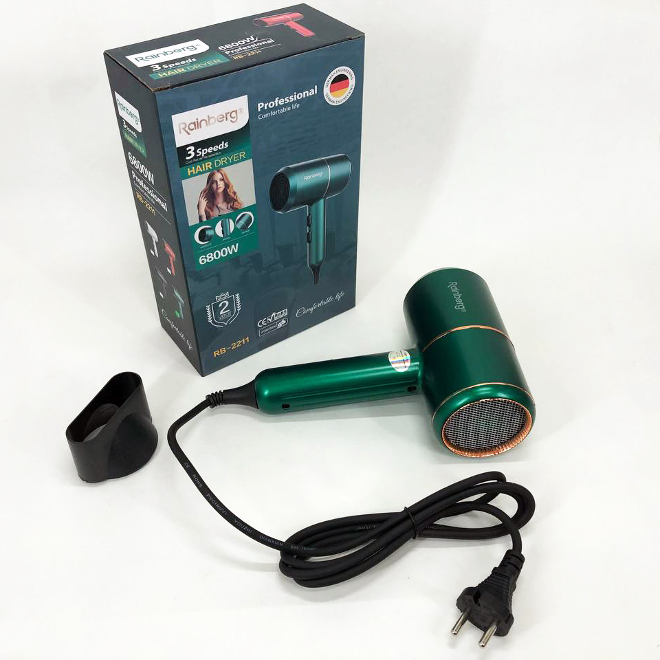 Фен Rainberg RB-2211 — потужний фен для сушки й укладки з насадкою-концентратором — изображение 9