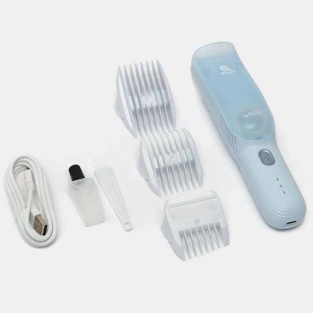 Дитяча машинка для стрижки VGR V-155 Blue — безшумна з вакуумним контейнером — изображение 2